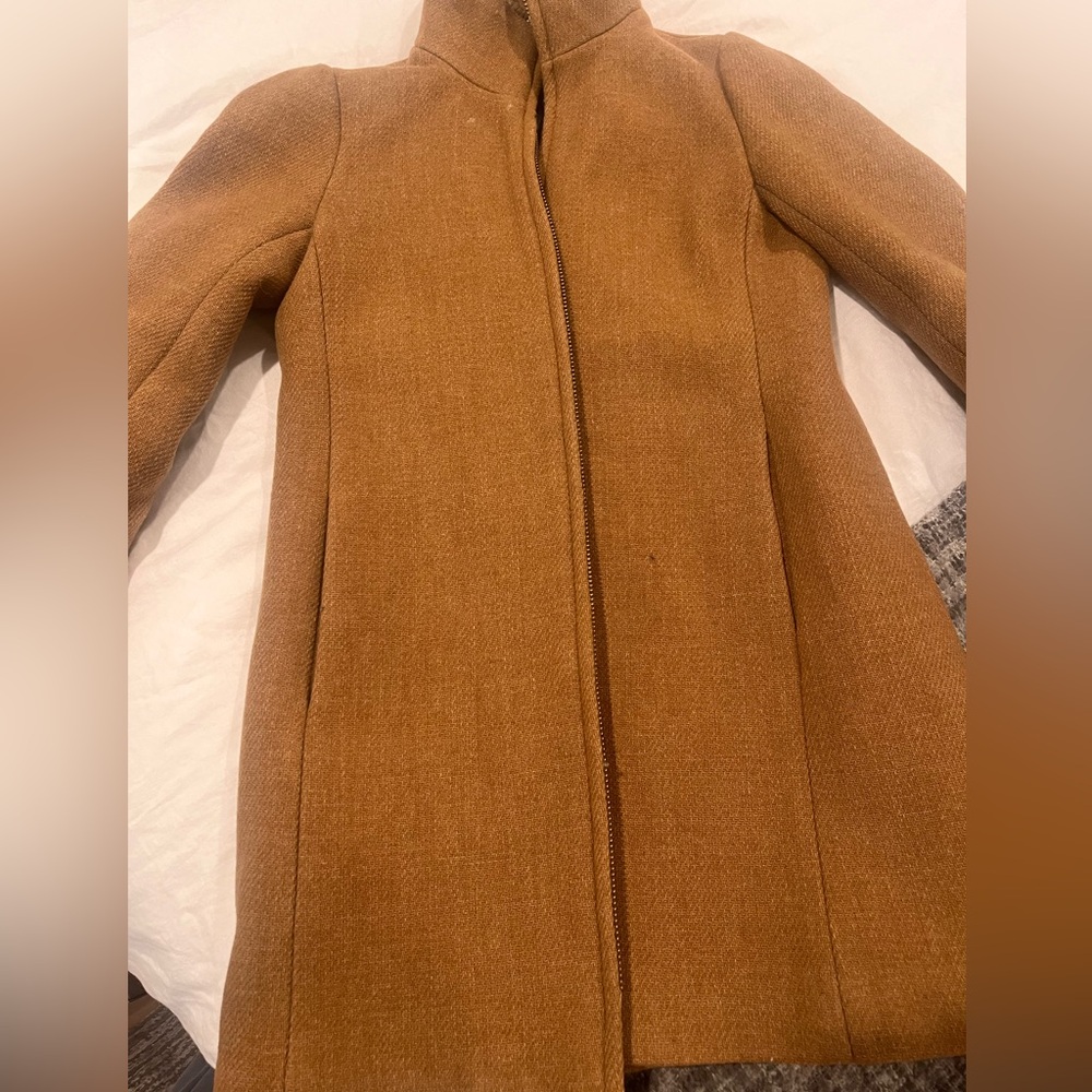 Wool JCrew Camel Coat - Size 2 made in Italy